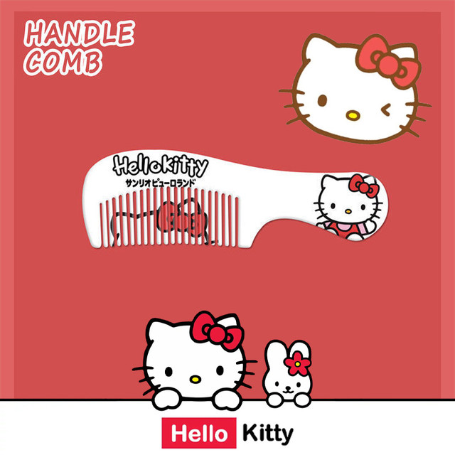 Hello kitty-escova de cabelo portátil, cartoon, para crianças, meninas,  pente para viagem, ferramentas de salão